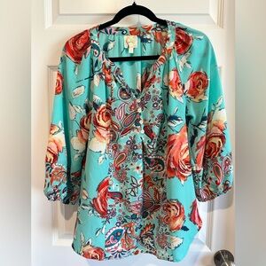 Anthropologie Fig & Flower Floral Paisley Blouse - EUC